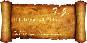 Tillinger Júlia névjegykártya